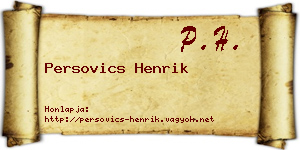 Persovics Henrik névjegykártya